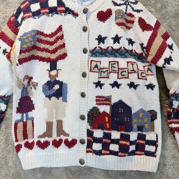 Northern Isles Cardigan Sweater American Flag M 4th July USA Patriotic Americana - Picture 3 of 12